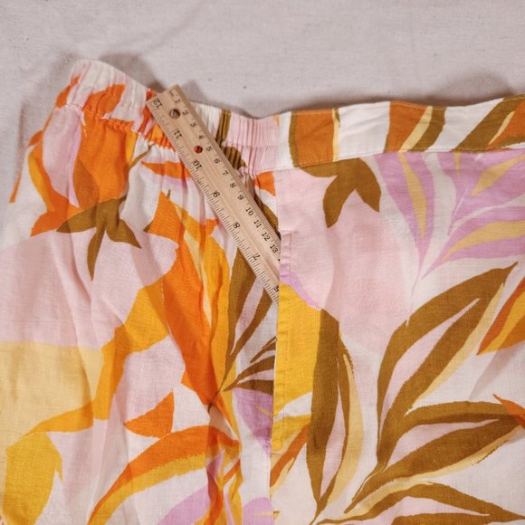 C&C California Faux Wrap Skirt Womens Large Floral 100% Linen Pocket Breathable - Picture 11 of 16